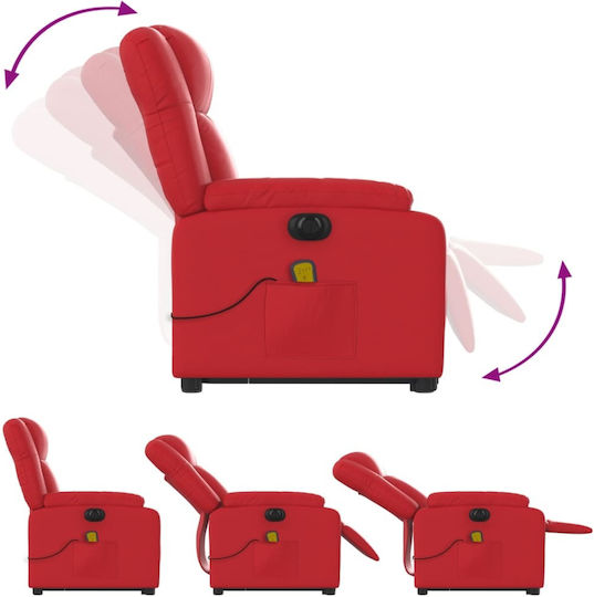 Relaxsessel Friseurwaschbecken mit Fußhocker aus Kunstleder Red 77x95x99cm
