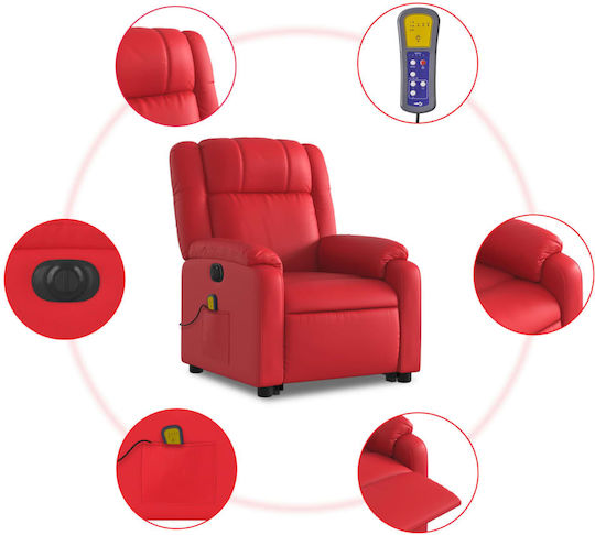 Relaxsessel Friseurwaschbecken mit Fußhocker aus Kunstleder Red 77x95x99cm