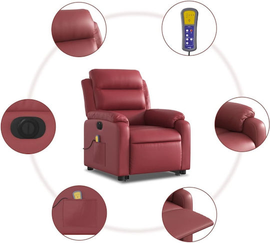 Relaxsessel Friseurwaschbecken mit Fußhocker aus Kunstleder Bordeaux 75x92.5x100cm