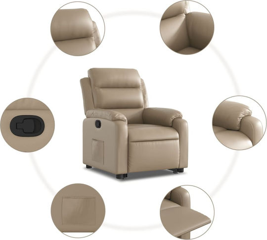 Relax Armchair with Footstool from Leatherette Cappuccino 75x92.5x100cm