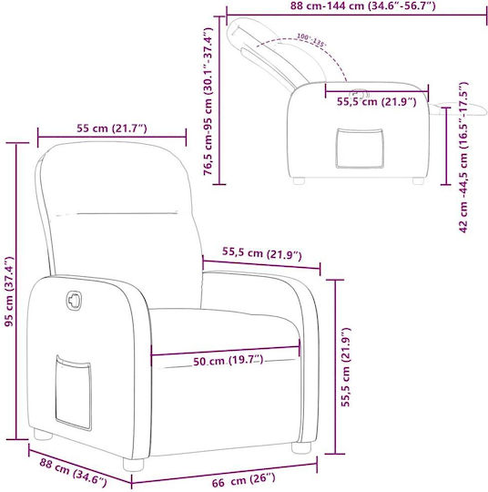 Fotoliu Relax cu Puf Grey Cloud 66x88x95cm