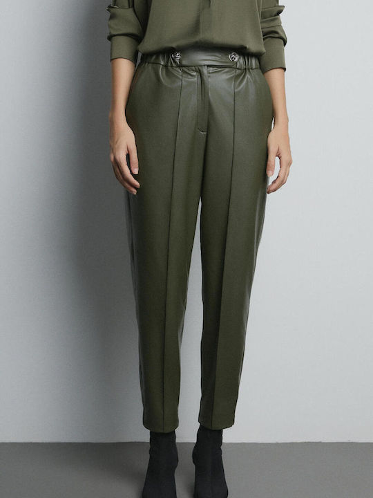 Bill Cost Women's Leather Trousers Olive