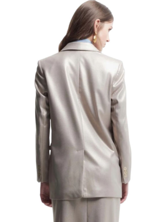 Italy Women's Fabric Trousers Gold