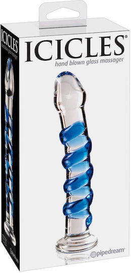 Pipedream Icicles Nr 5 Glas Dildo Klar / Blau 18,4cm