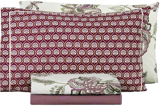 Nima Sheet Sets Queen 220x260cm. Carmen Bordeaux Beige Ecru 4pcs