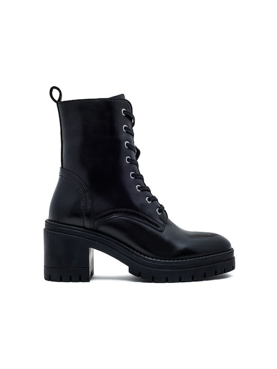 Leder Stiefeletten Damen Schwarz
