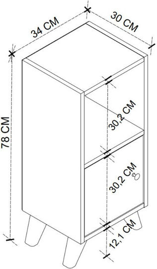 Комод Vira Дървен Бял 34x30x78см
