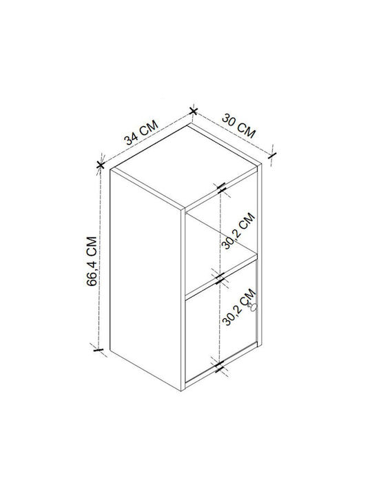 Bedside Table Vito Wooden White 34x30x66.4cm GP041-0088 1