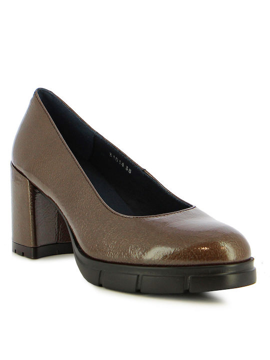 Leather Brown Medium Heels