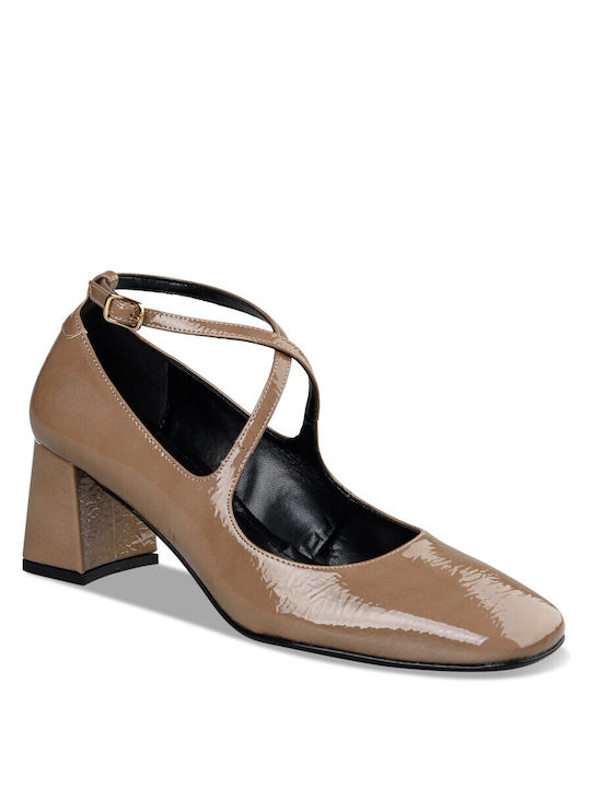 Envie Shoes Beige Heels with Strap Pumps