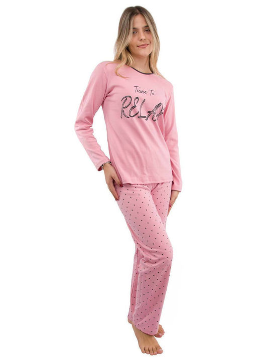 Happy Family Winter Women's Pyjama Set Cotton Rose