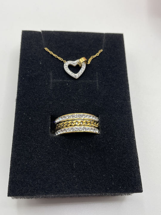 Set mit Halskette & Ring aus Stahl