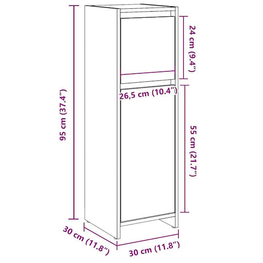 vidaXL Cabinet de baie L30xA30xÎ95cm Stejar