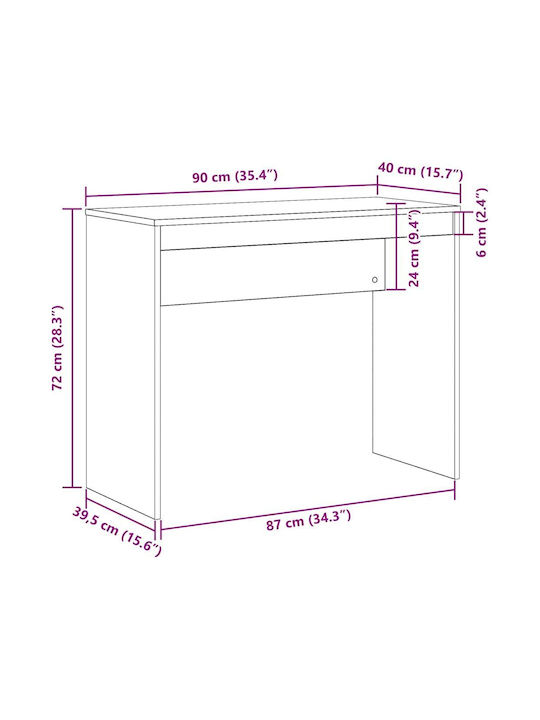 Desk Wooden Artisan Oak 90x40x72cm