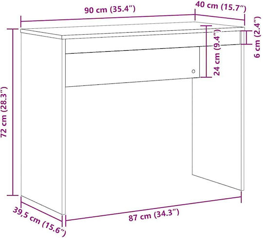 Бюро Дървено Артизианен Дъб 90x40x72см