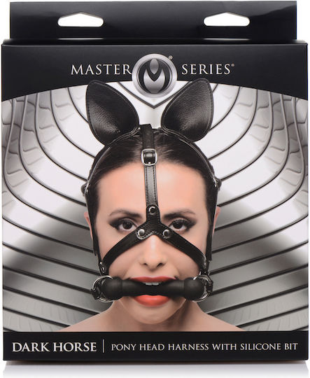 XR Master Series Dark Horse Pony Head Harness Knebel in Schwarz Farbe