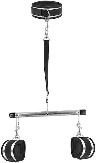Fetish Tentation Soumission Immobilization Bar Handcuffs & Collar Black