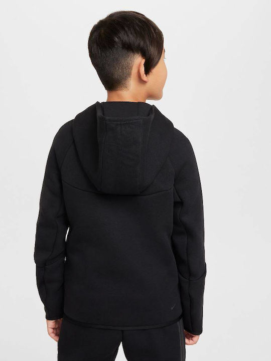 Athletic Kids Cardigan Cotton with Hood Black Sportswear