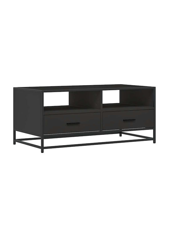 Rectangular Coffee Table Wooden Black Velvet-Black Metal L100xW50xH45cm.