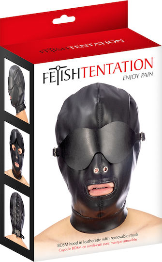 Fetish Tentation BDSM Μάσκα Fetish Hood With Strap & Eye Cover σε Μαύρο Χρώμα