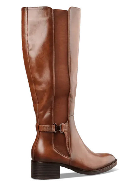 Synthetic Leather Riding Boots Brown