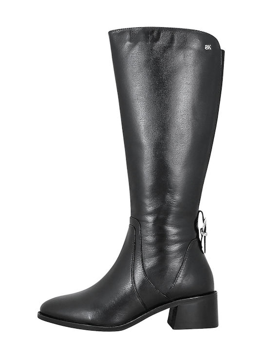 Gianna Kazakou Barre Leather Women's Boots with Medium Heel Black