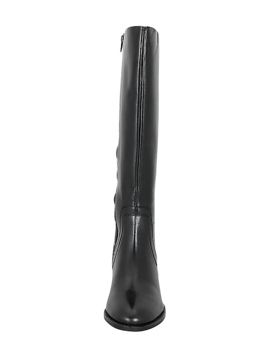 Leather Medium Heel Women's Boots Barre Black