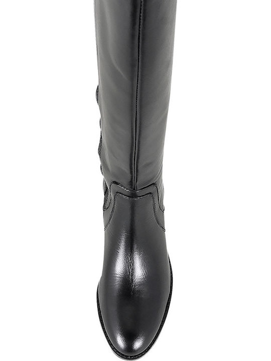 Leather Medium Heel Women's Boots Barre Black
