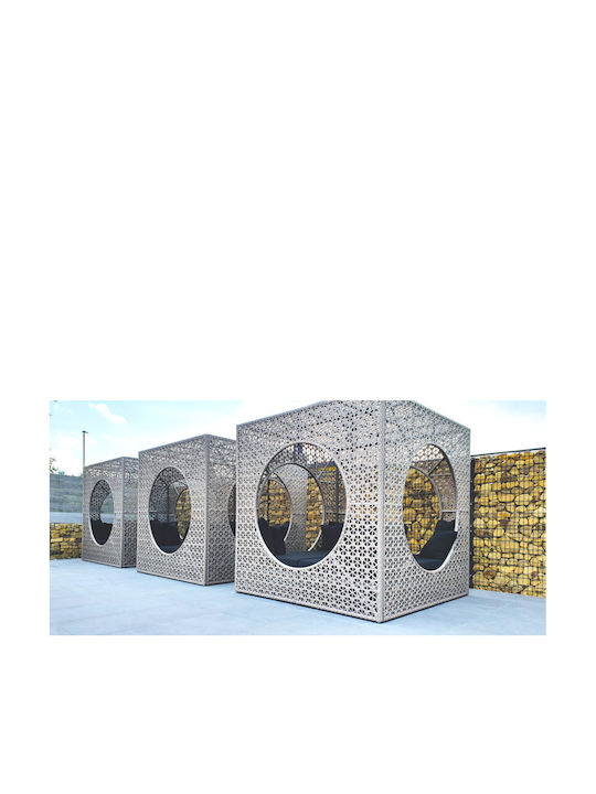 Ξαπλώστρα-Κρεβάτι Μονό Cube Αλουμινίου με Μαξιλάρι Μπεζ 200x200x200εκ.