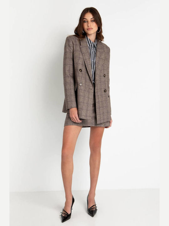 Toi&Moi Women's Double Breasted Blazer Plaid