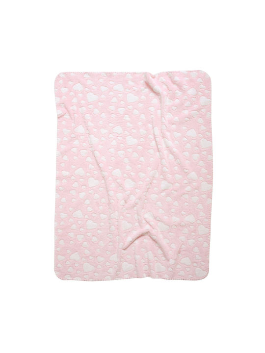 Das Home Κουβέρτα Αγκαλιάς & Λίκνου Fleece Pink 75x100εκ.