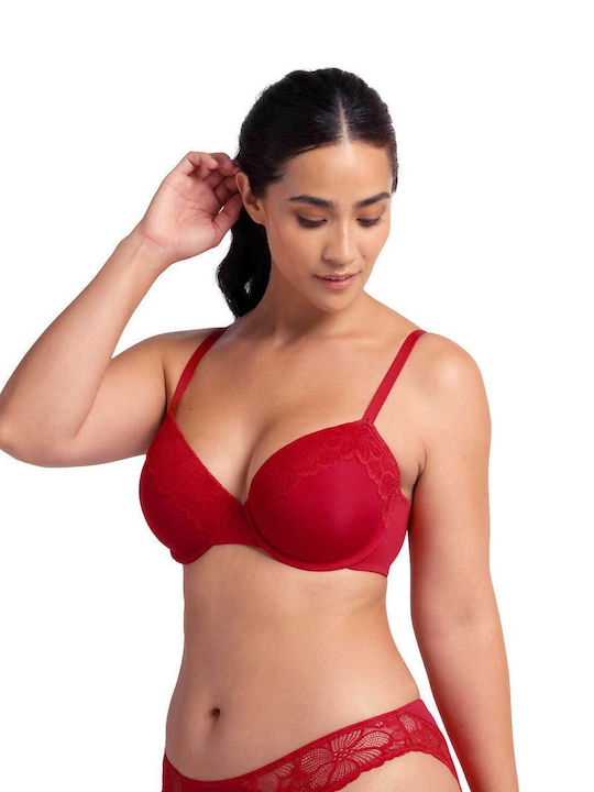 Demi Sticker Sticker Bra Underwire Red & Beige