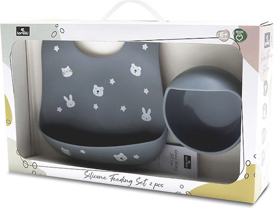 Lorelli Feeding Set made of Silicone Gray 2pcs