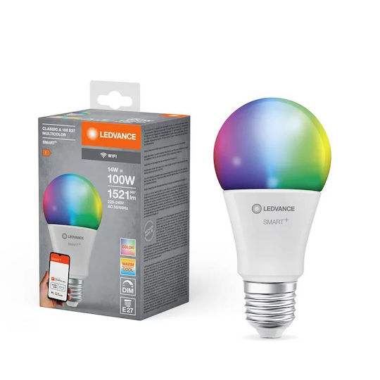 Ledvance Smart Bulb LED 14W for Socket E27 and Shape A75 RGBW 1521lm Dimmable