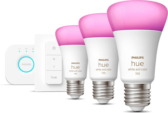 Philips Smart Bulbs LED 11W for Socket E27 and Shape A60 RGBW 1055lm 3pcs