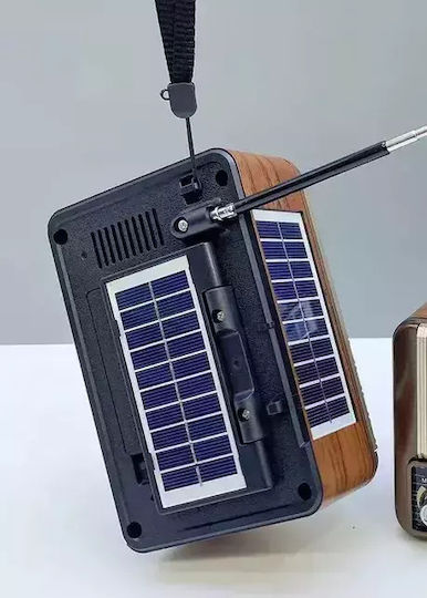 370083_go Retro Φορητό Ραδιόφωνο Ηλιακό με Bluetooth και USB Χρυσό