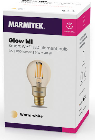 Marmitek Smart Λάμπα Glow MI LED 6W για Ντουί E27 και Σχήμα A60 Θερμό Λευκό 650lm Dimmable