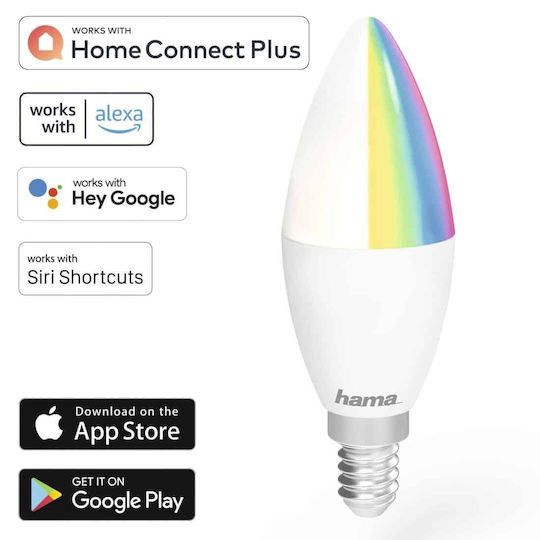 HAMA Bec Smart LED 5.5W pentru Dulie E14 RGBW 350lm Reglabil în intensitate