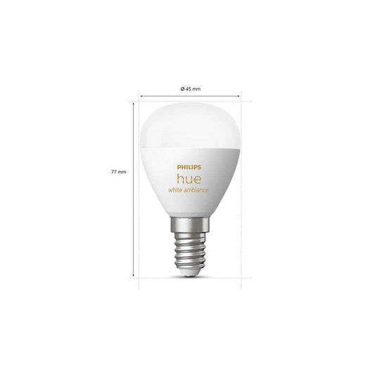 Philips Smart Λάμπα LED 5.1W για Ντουί E14 και Σχήμα P45 Ρυθμιζόμενο Λευκό 470lm Dimmable