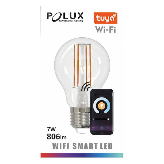 Polux Smart Λάμπα LED 7W για Ντουί E27 και Σχήμα A60 Ρυθμιζόμενο Λευκό 806lm Dimmable