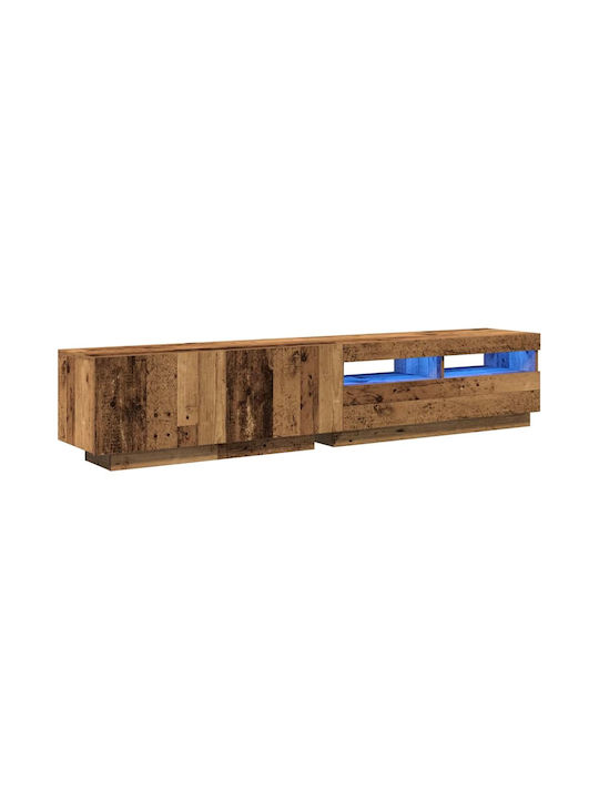 TV Stand Wooden Wood with LED Lighting Coffee L200xW35xH40cm