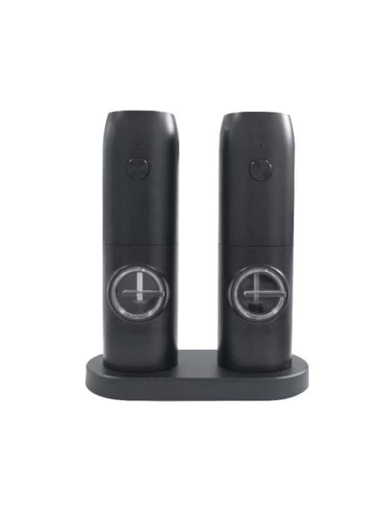Set de 2 râșnițe electrice pentru condimente, încărcare USB, lumină LED, negru