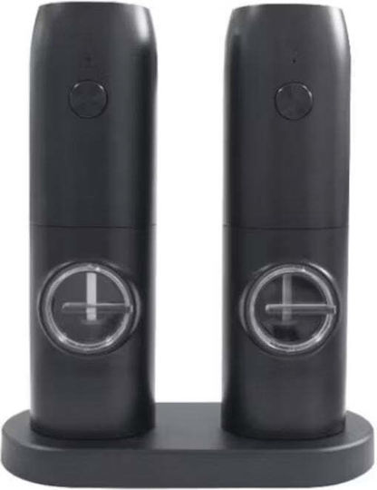 Set de 2 râșnițe electrice pentru condimente, încărcare USB, lumină LED, negru