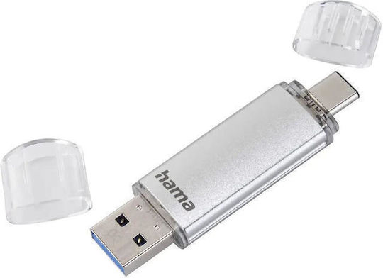 HAMA "c-laeta" Flashpen 256GB USB 2.0 Стик с връзка USB-C Сребрист