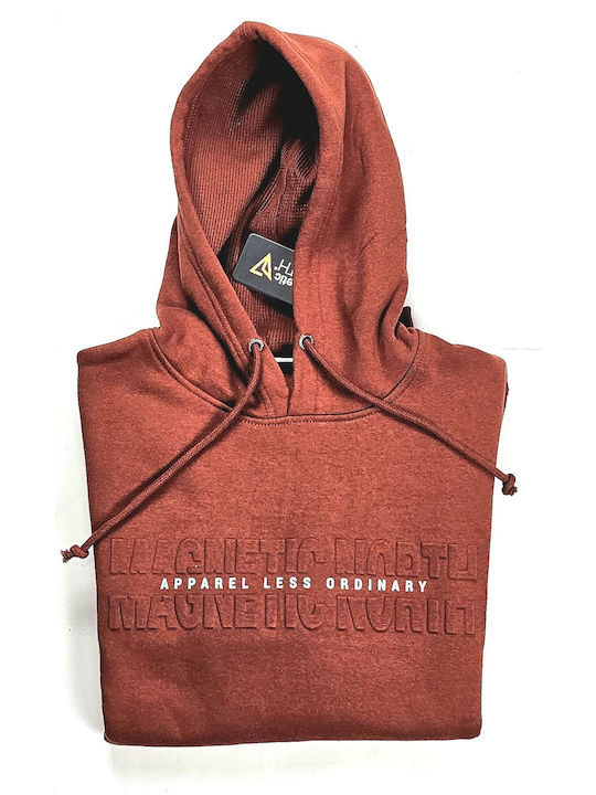 Sweatshirt with Hood Cinnamon/White