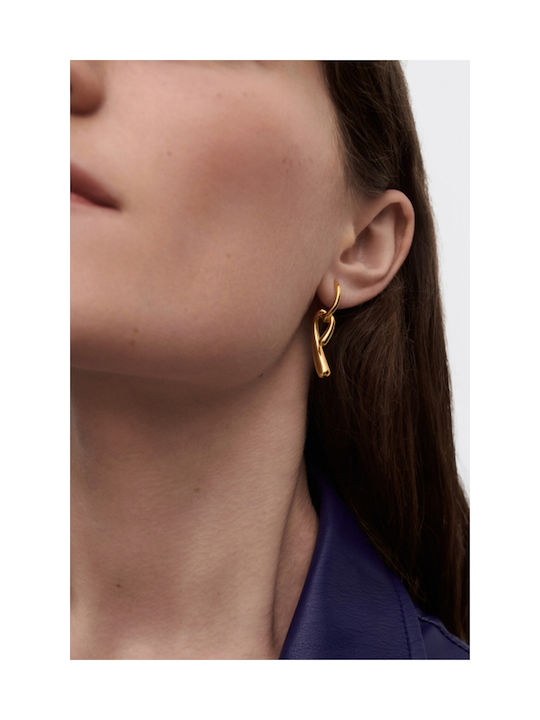 Kritsimis Earrings Hoops made of Silver Gold Plated with Stones