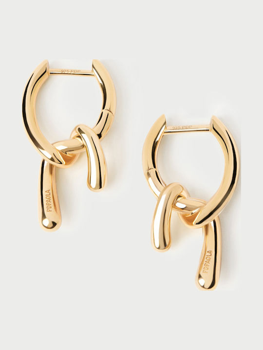 Earrings Hoops made of Silver Gold Plated with Stones