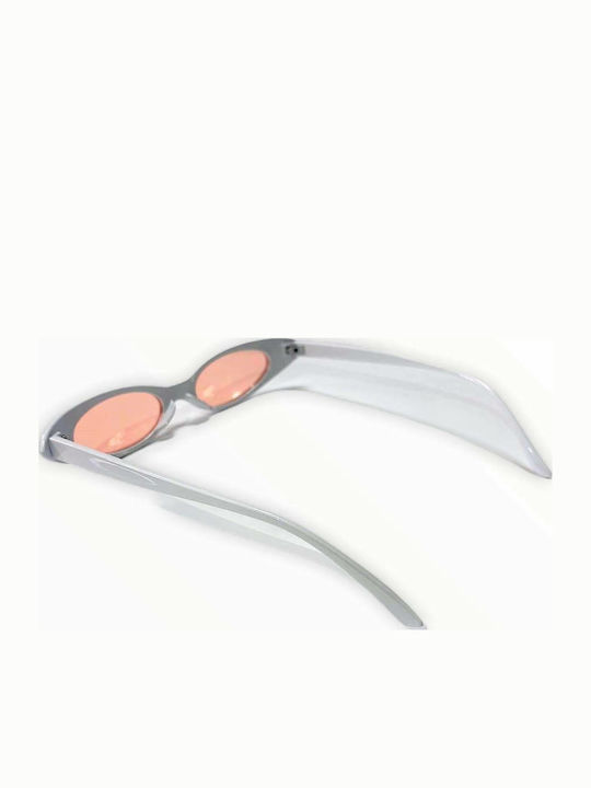 Woman's Fashion Unisex Sunglasses with White Plastic Frame and Orange Lens G-13