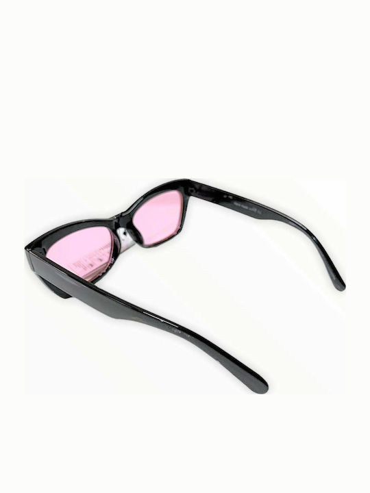 Woman's Fashion Feminini Ochelari de soare cu Negru Cadru și Roz Lentilă G-11