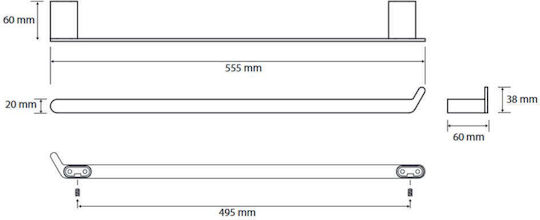 Bemeta Rail Баня Единична Подов с винтове ​49.5x49.5см Inox Сребрист